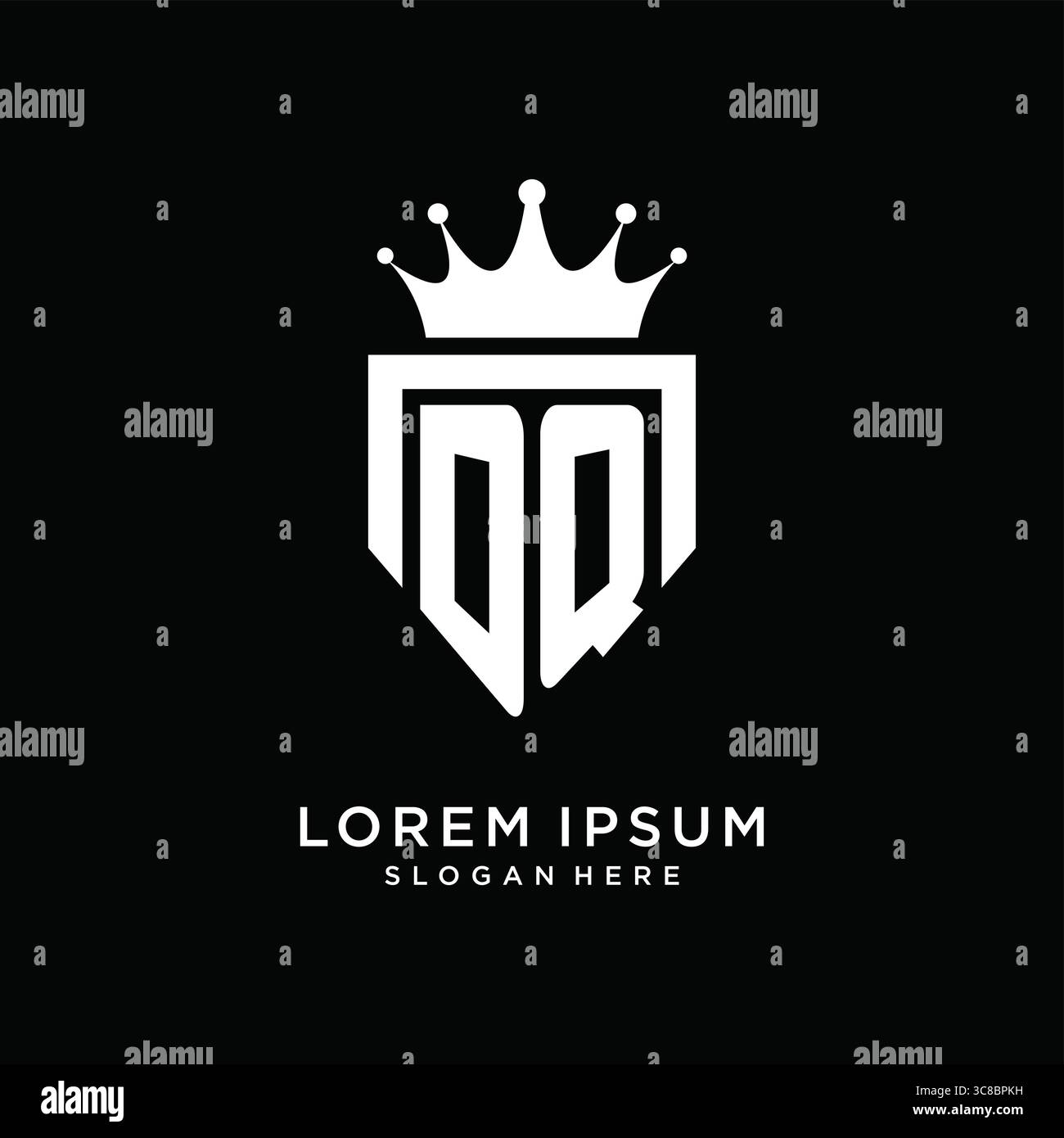 Letter DQ logo monogram emblem style with crown shape design template vector graphic vector graphic Stock Vector