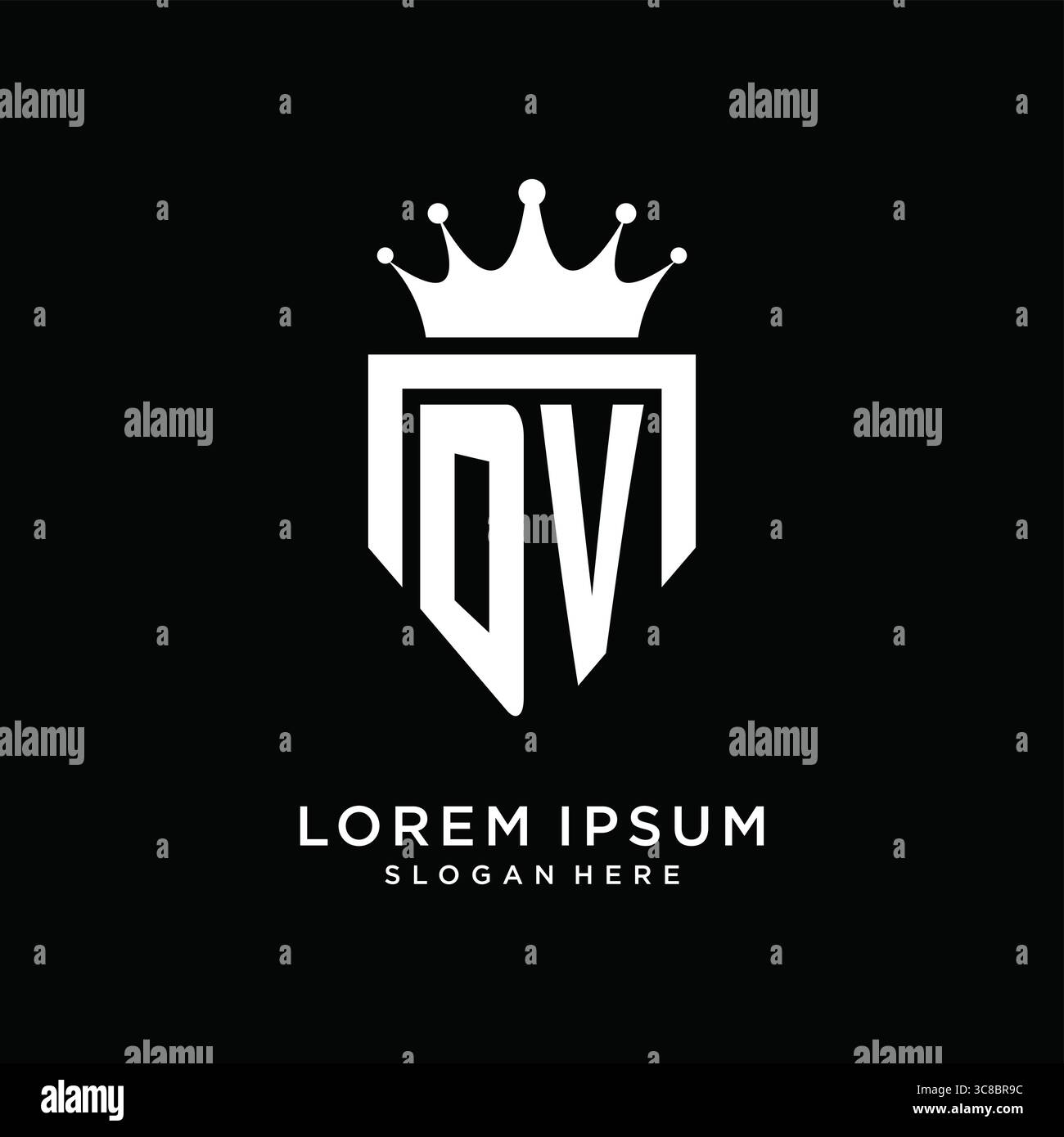 Letter DV logo monogram emblem style with crown shape design template vector graphic vector graphic Stock Vector