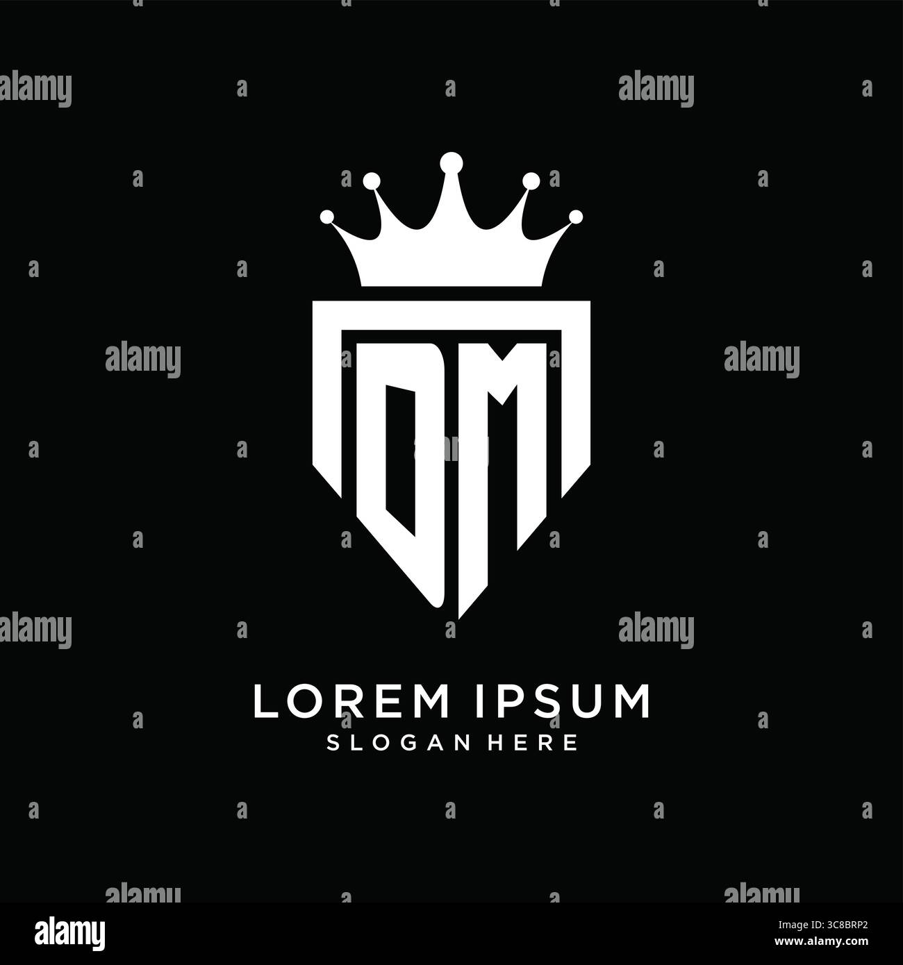 Letter DM logo monogram emblem style with crown shape design template vector graphic vector graphic Stock Vector