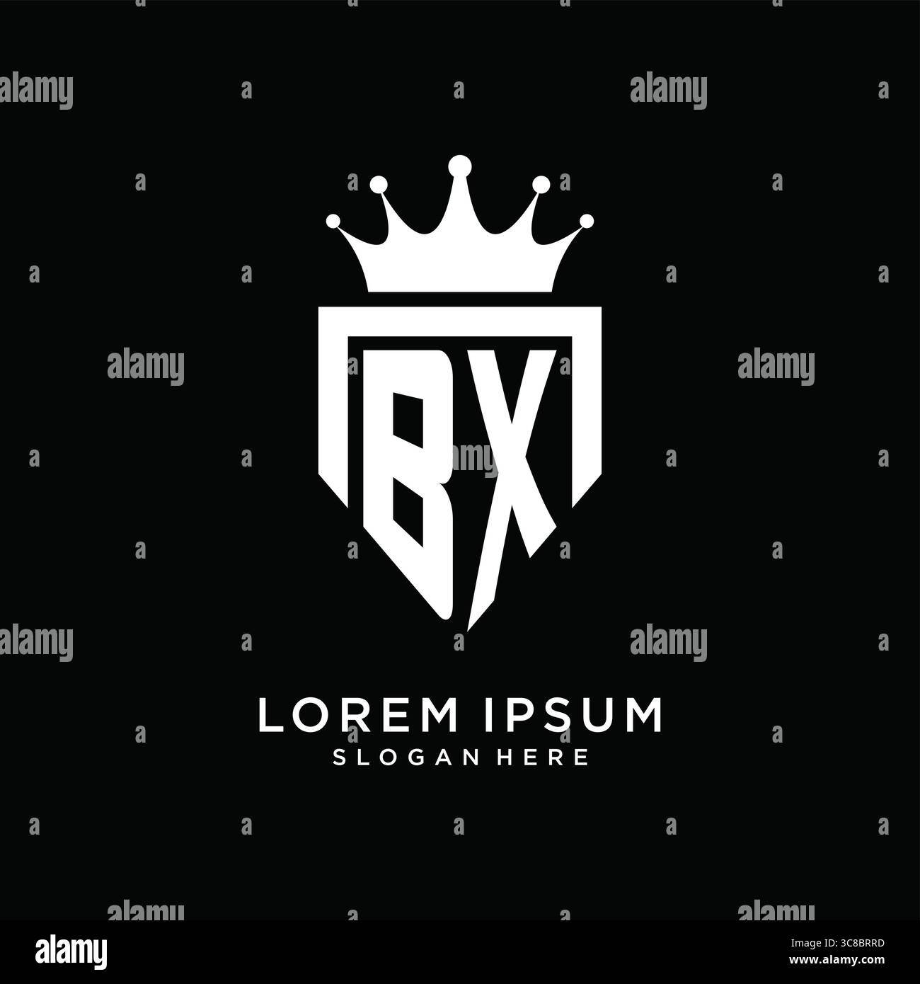 Letter BX logo monogram emblem style with crown shape design template vector graphic vector graphic Stock Vector
