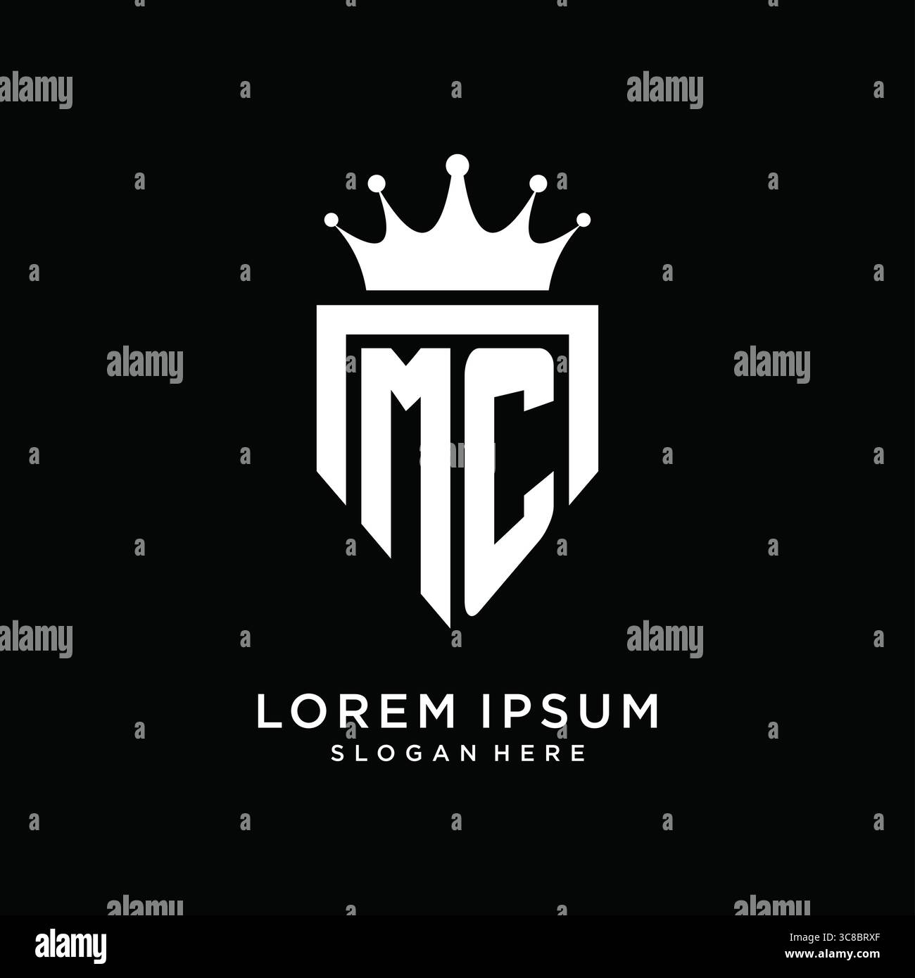 Letter MC logo monogram emblem style with crown shape design template vector graphic vector graphic Stock Vector