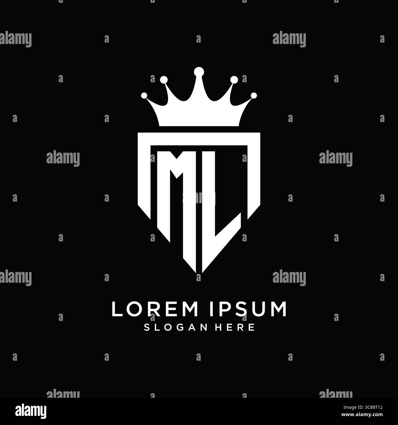 Letter ML logo monogram emblem style with crown shape design template vector graphic vector graphic Stock Vector