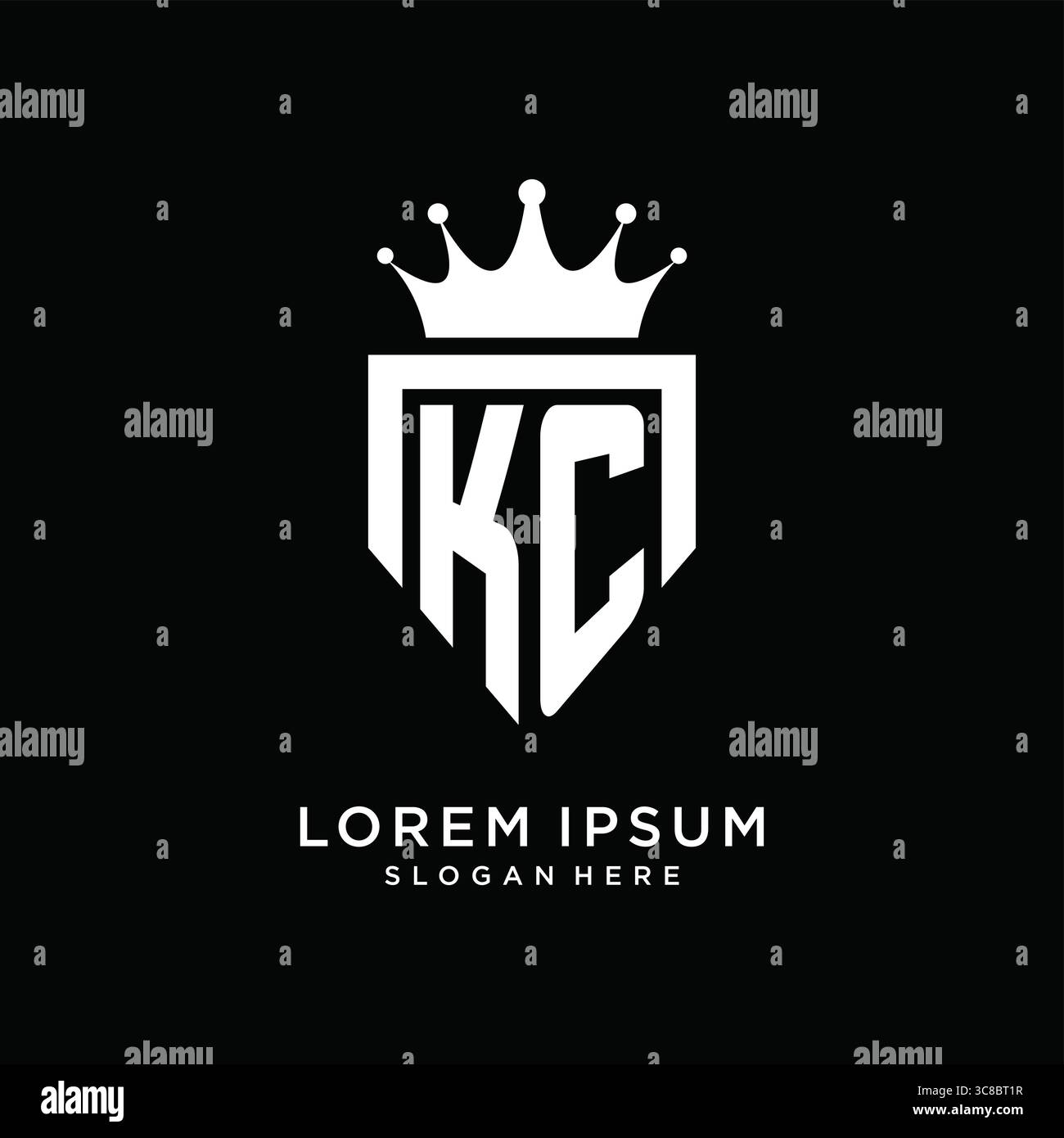 Letter KC logo monogram emblem style with crown shape design template vector graphic vector graphic Stock Vector