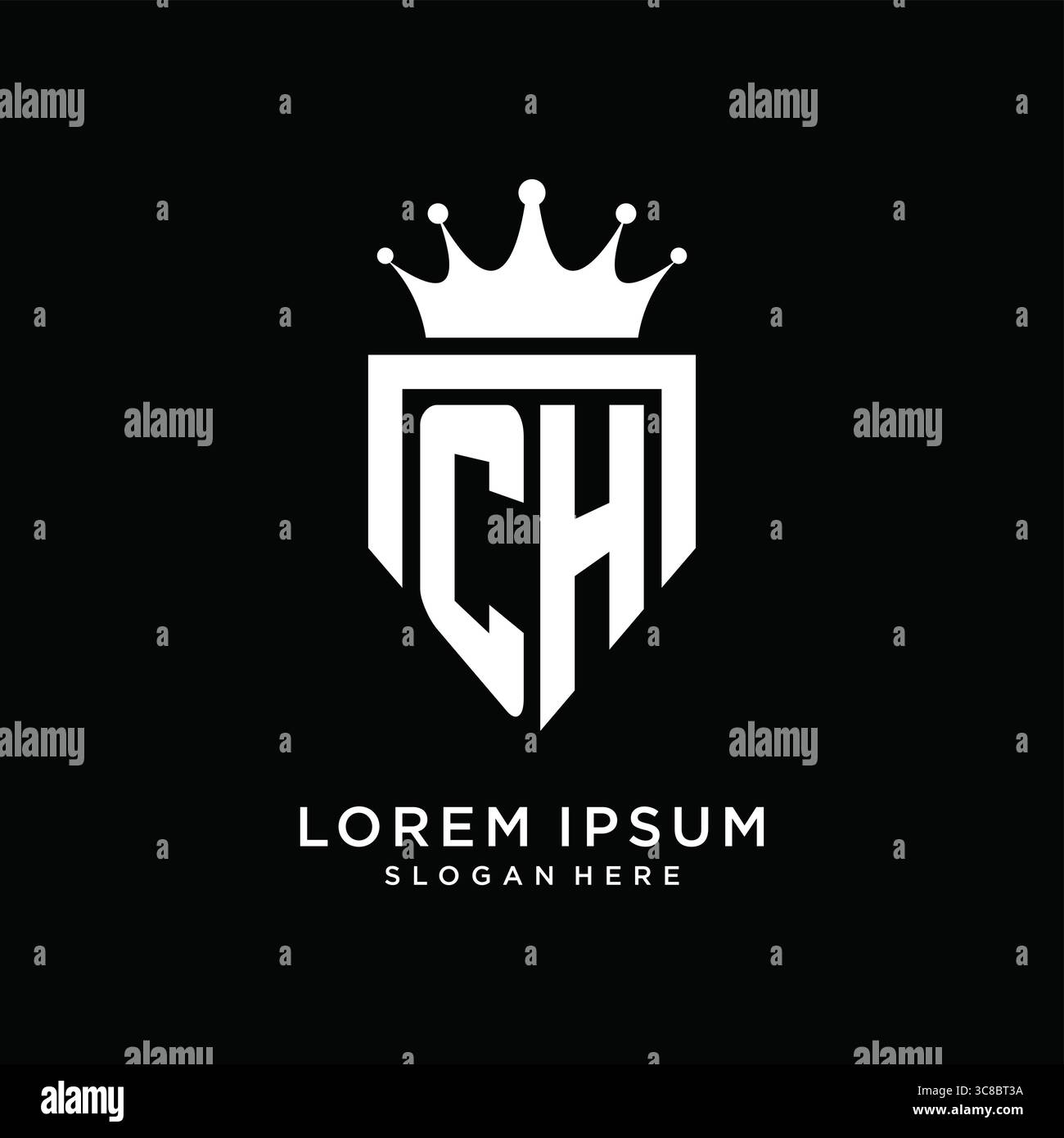 Letter CH logo monogram emblem style with crown shape design template vector graphic vector graphic Stock Vector