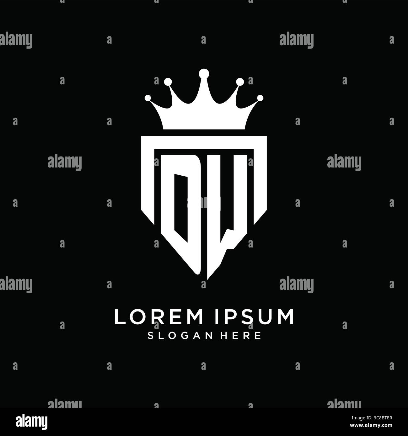 Letter DW logo monogram emblem style with crown shape design template vector graphic vector graphic Stock Vector