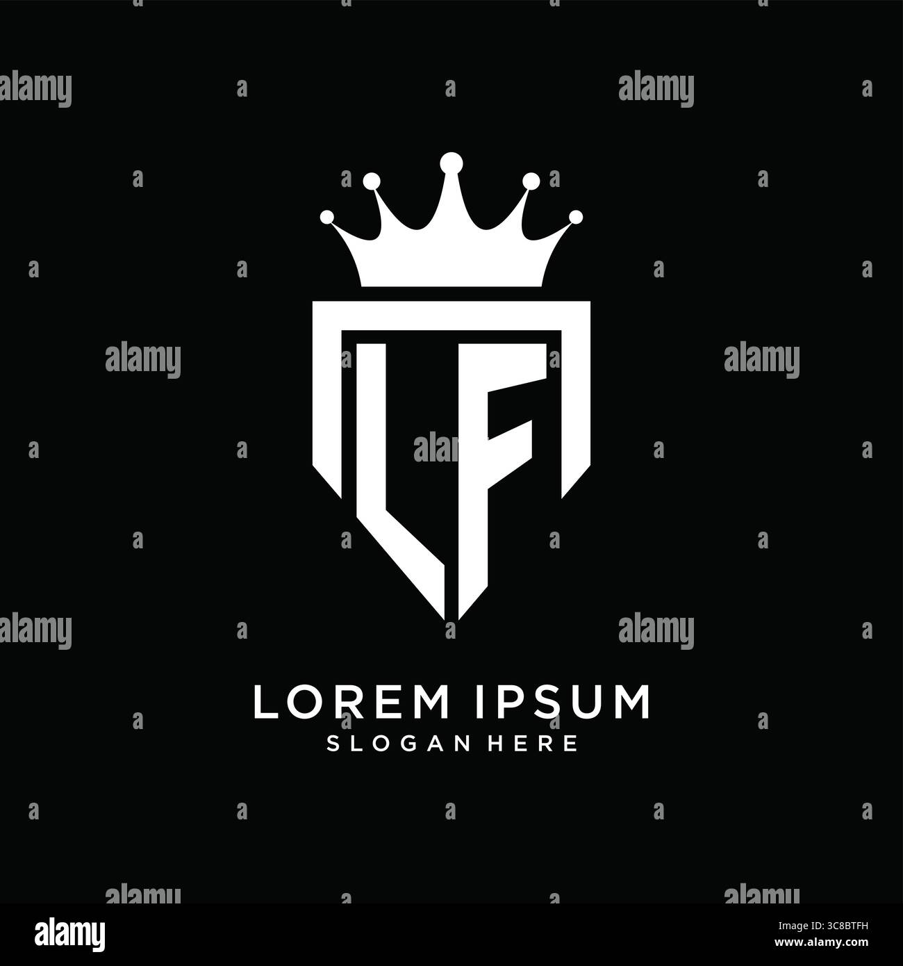 Letter LF logo monogram emblem style with crown shape design template vector graphic vector graphic Stock Vector