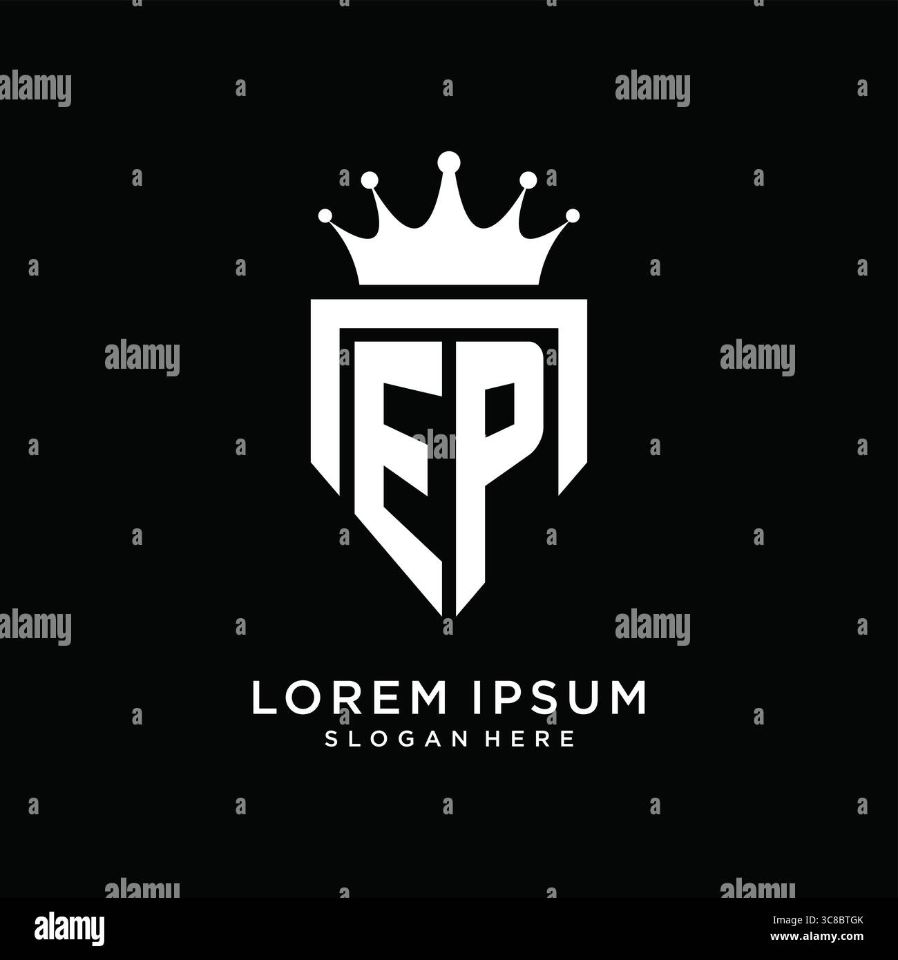 Letter EP logo monogram emblem style with crown shape design template vector graphic vector graphic Stock Vector