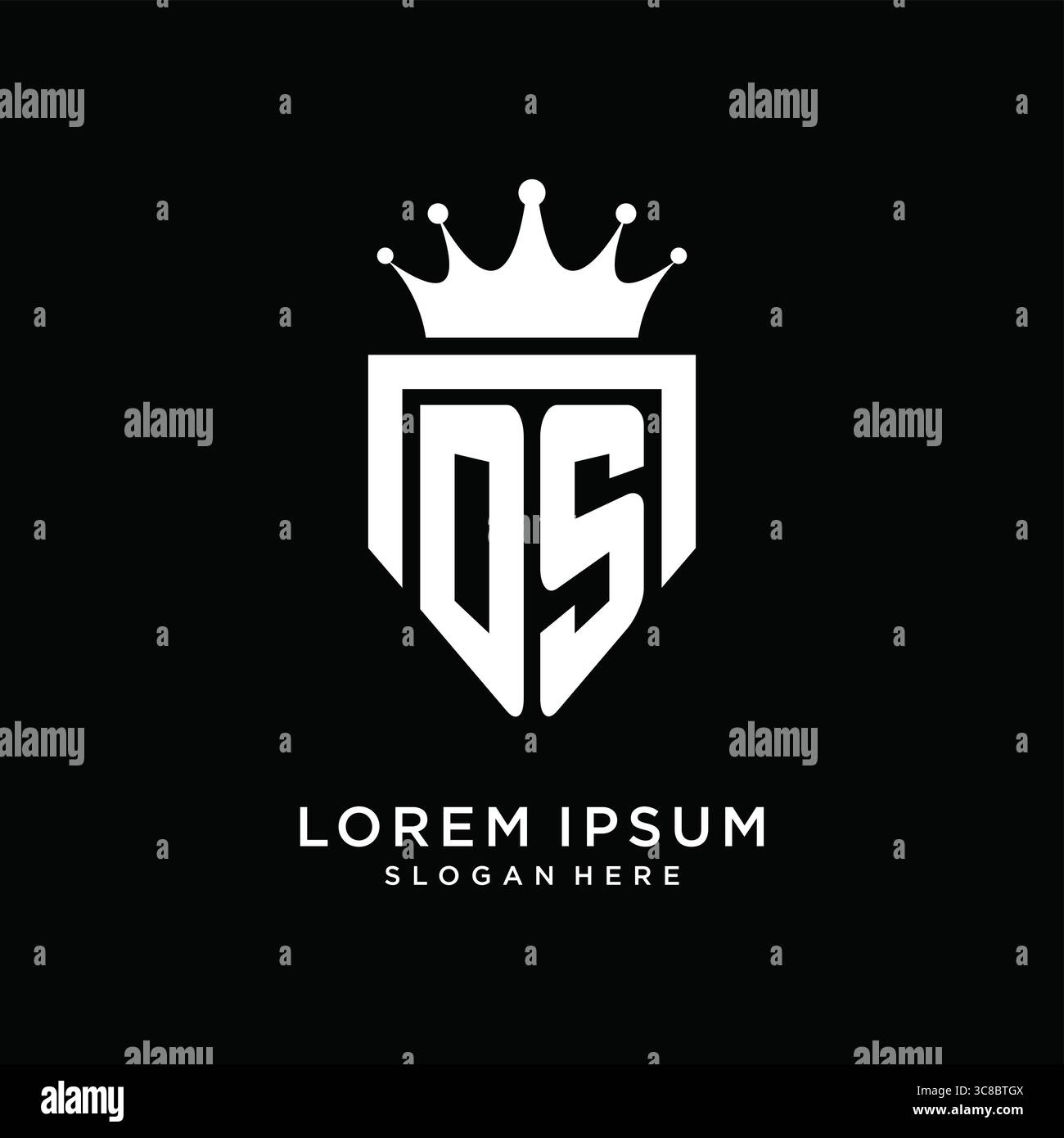 Letter DS logo monogram emblem style with crown shape design template vector graphic vector graphic Stock Vector