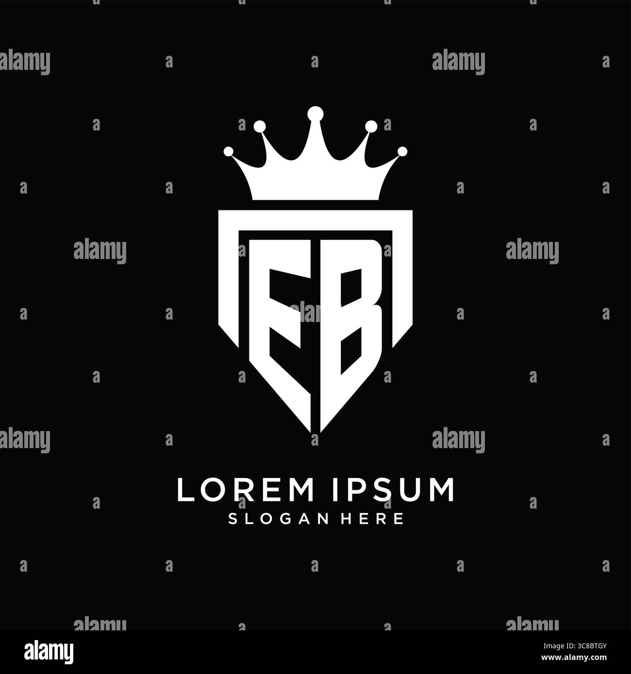 Letter EB logo monogram emblem style with crown shape design template vector graphic vector graphic Stock Vector