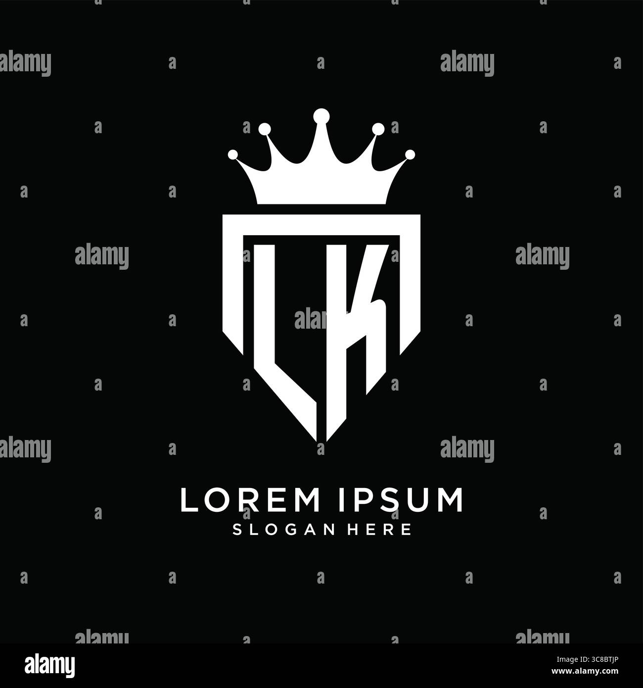 Letter LK logo monogram emblem style with crown shape design template ...