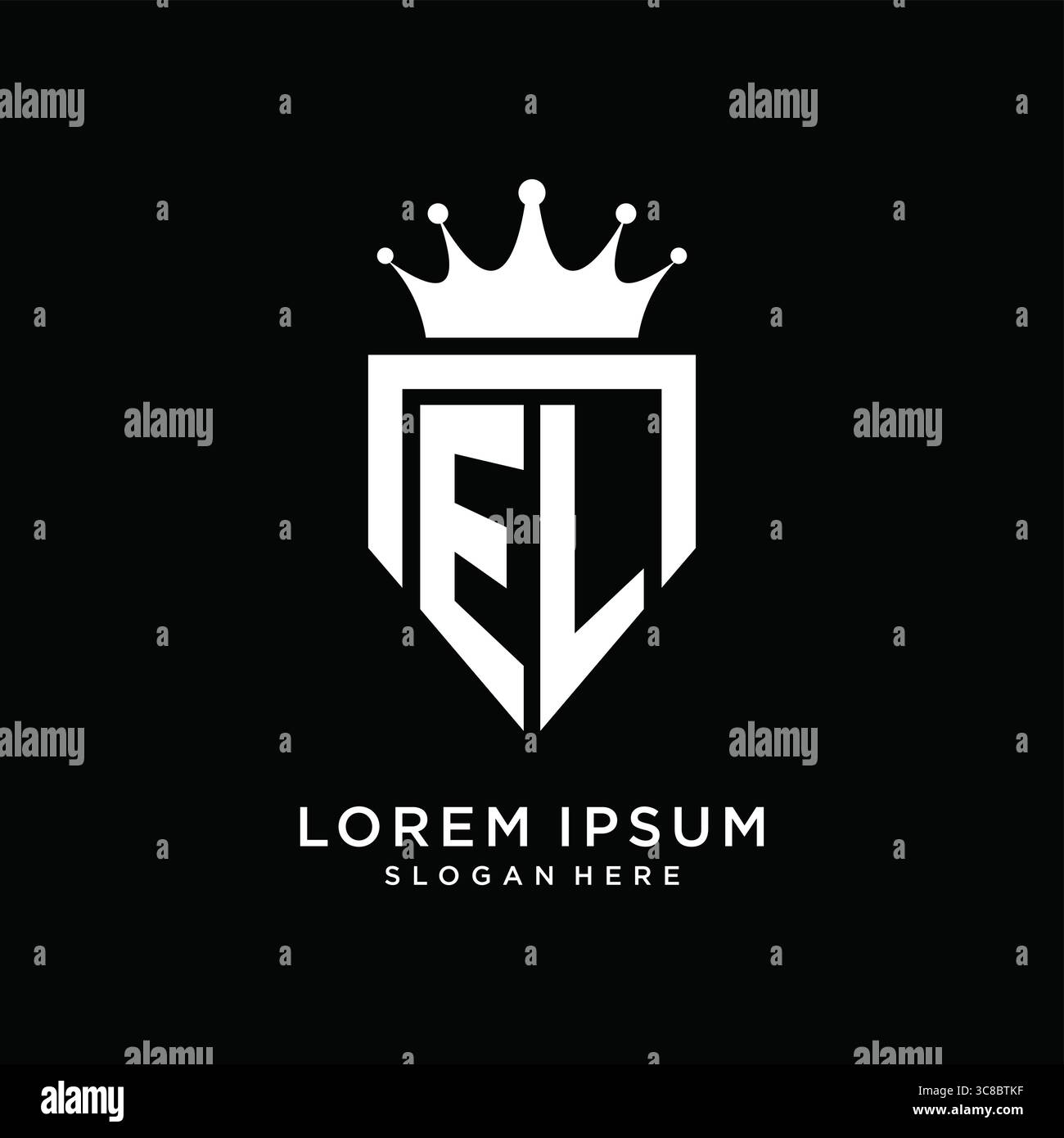 Letter EL logo monogram emblem style with crown shape design template vector graphic vector graphic Stock Vector