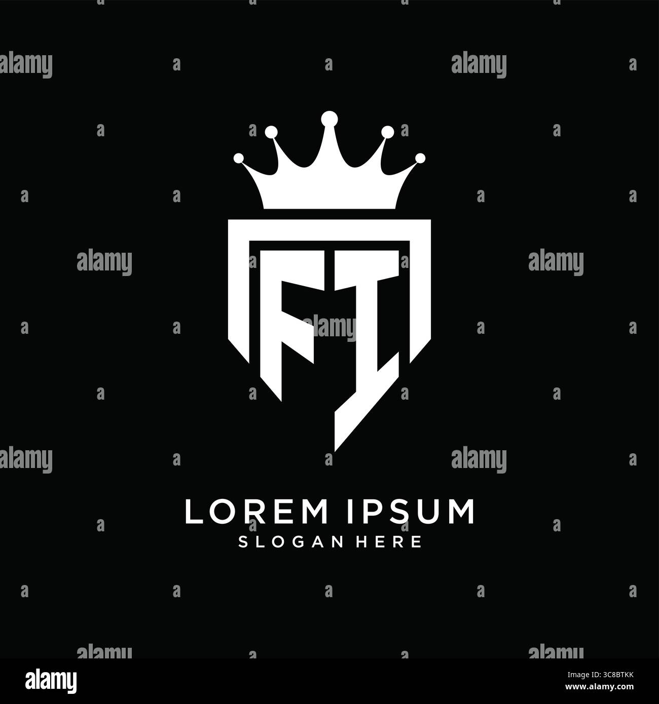 Letter FI logo monogram emblem style with crown shape design template vector graphic vector graphic Stock Vector