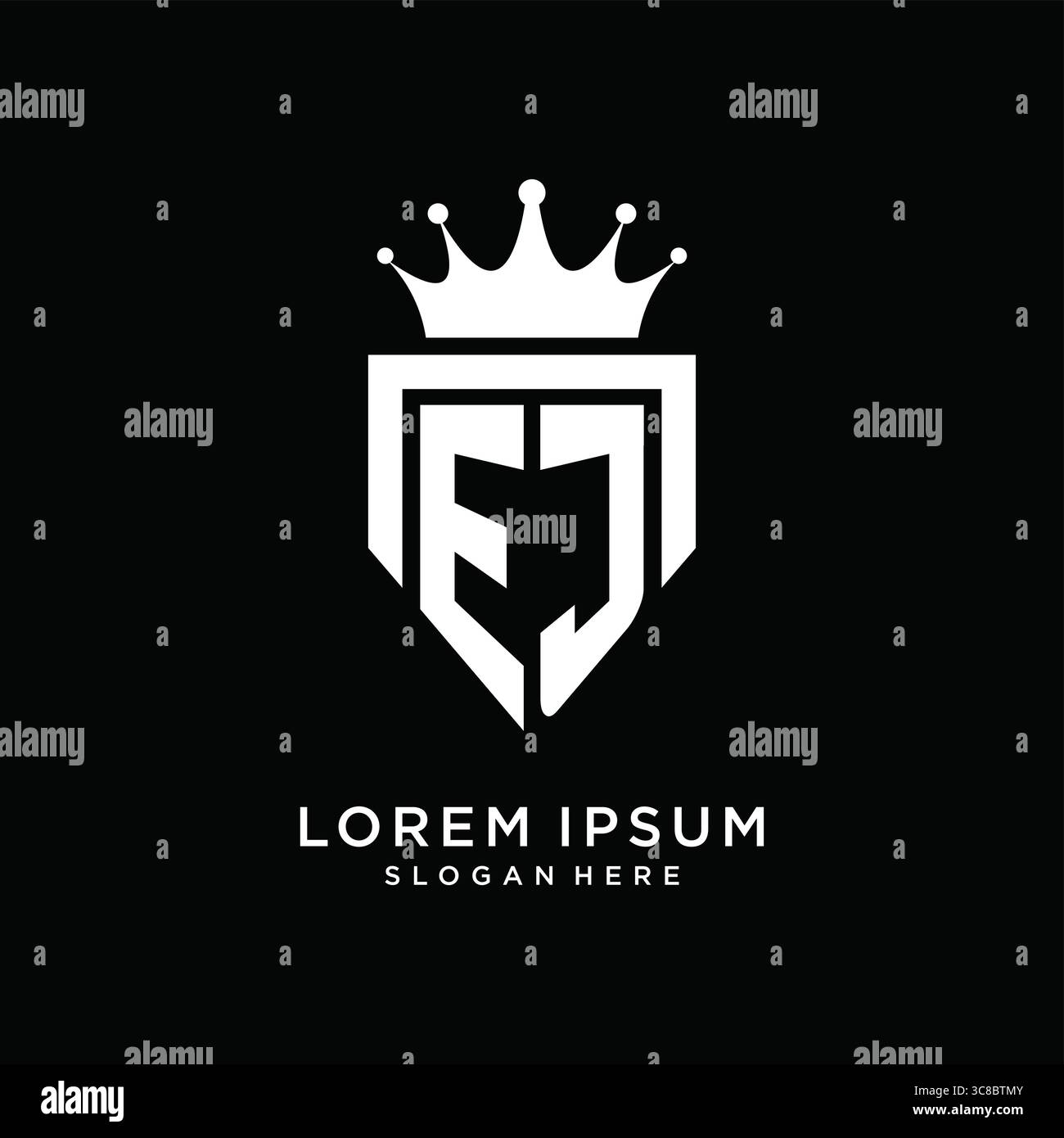 Letter EJ logo monogram emblem style with crown shape design template vector graphic vector graphic Stock Vector