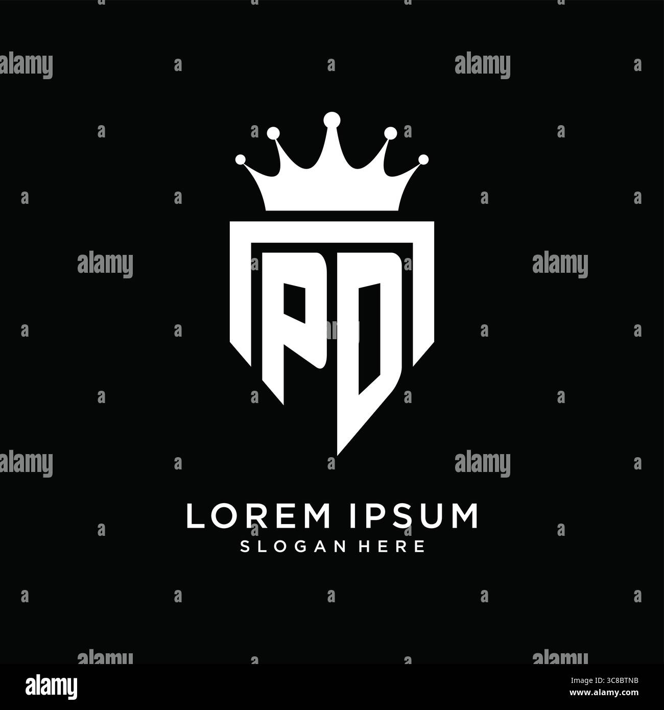 Letter PD logo monogram emblem style with crown shape design template vector graphic vector graphic Stock Vector