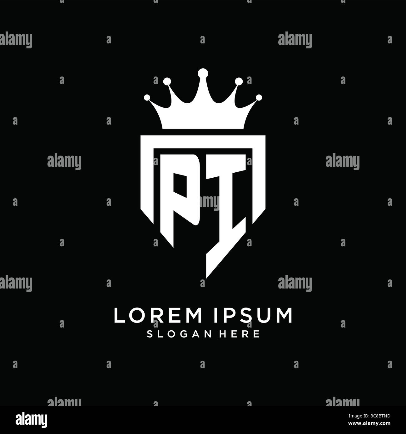 Letter PI logo monogram emblem style with crown shape design template vector graphic vector graphic Stock Vector