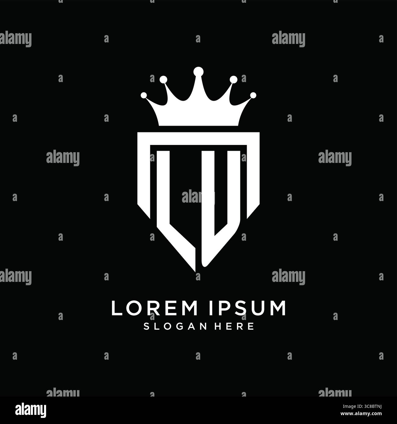 Letter LU logo monogram emblem style with crown shape design template vector graphic vector graphic Stock Vector