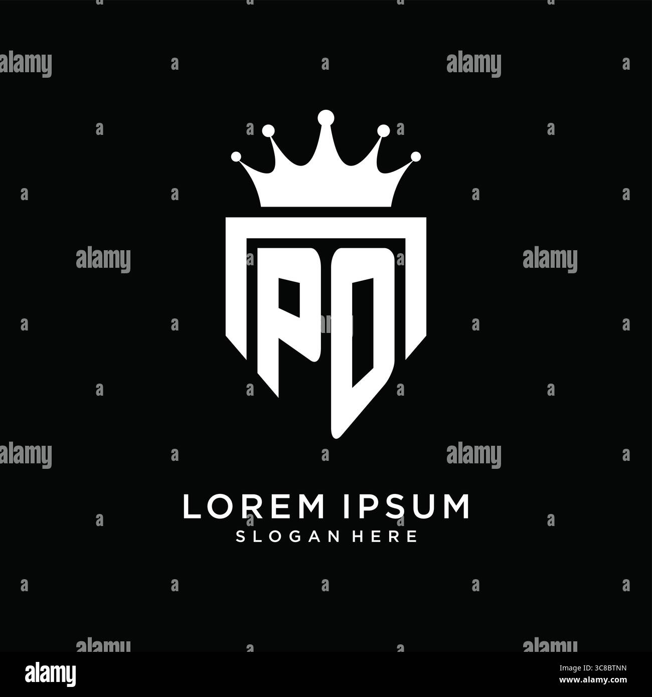Letter PO logo monogram emblem style with crown shape design template ...