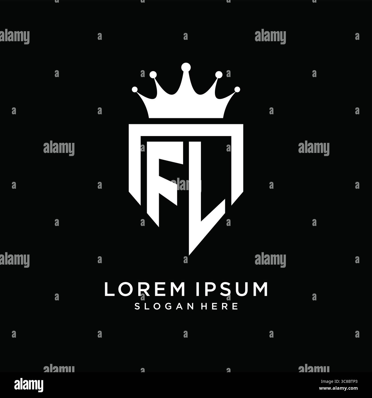 Letter FL logo monogram emblem style with crown shape design template vector graphic vector graphic Stock Vector