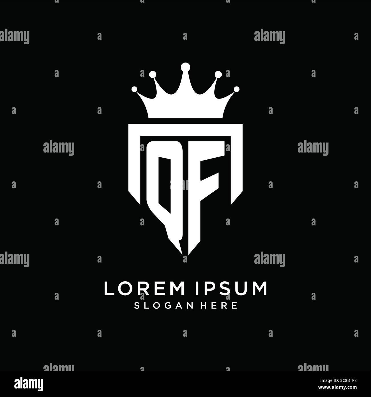 Letter QF logo monogram emblem style with crown shape design template vector graphic vector graphic Stock Vector