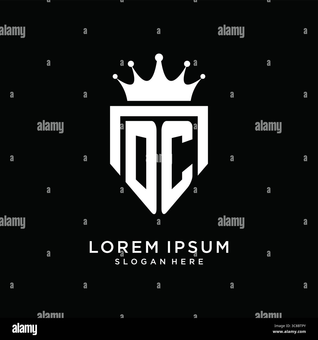 Letter DC logo monogram emblem style with crown shape design template vector graphic vector graphic Stock Vector