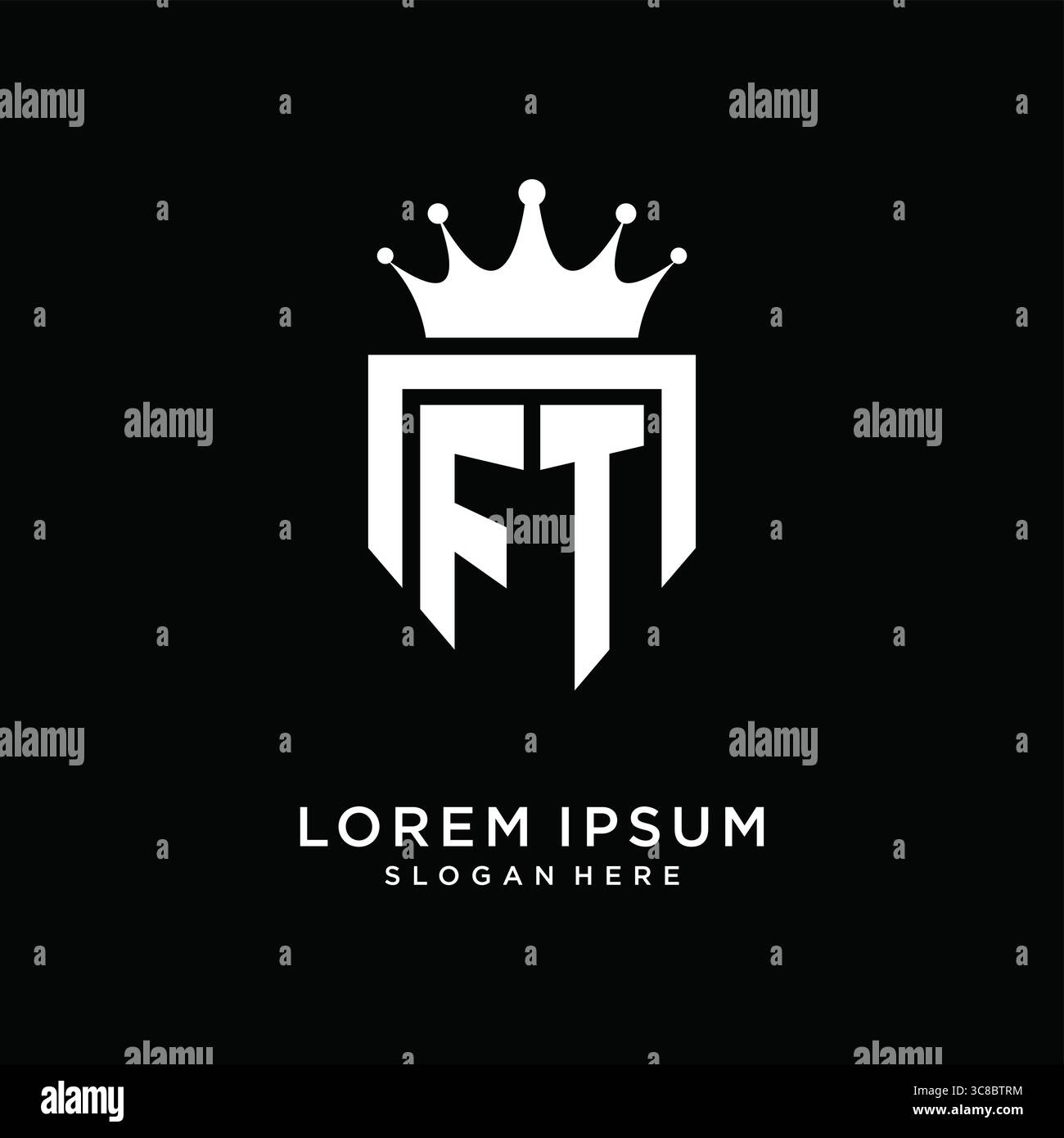 Letter FT logo monogram emblem style with crown shape design template vector graphic vector graphic Stock Vector