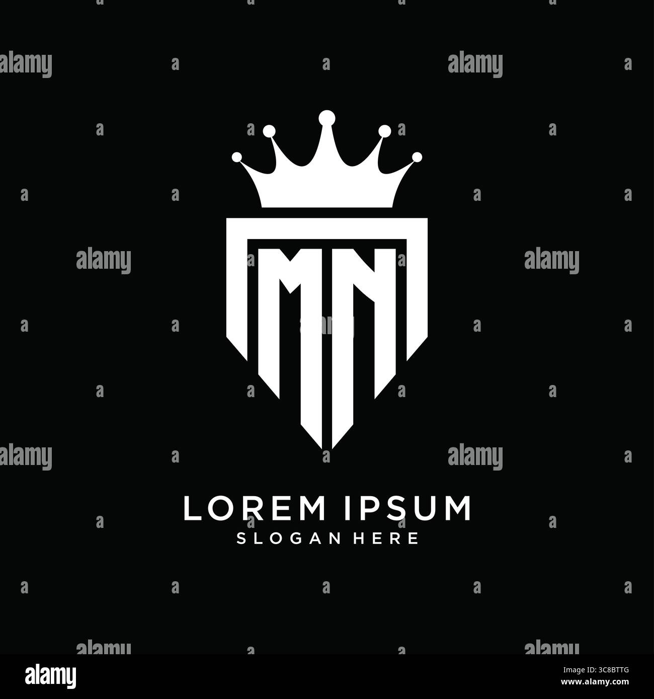 Letter MN logo monogram emblem style with crown shape design template vector graphic vector graphic Stock Vector