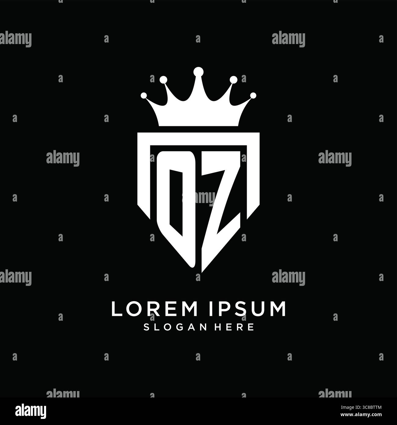 Letter OZ logo monogram emblem style with crown shape design template vector graphic vector graphic Stock Vector