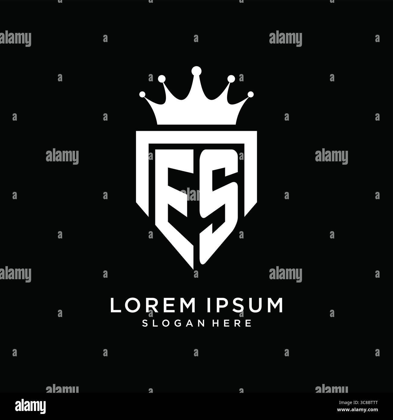 Letter ES logo monogram emblem style with crown shape design template vector graphic vector graphic Stock Vector
