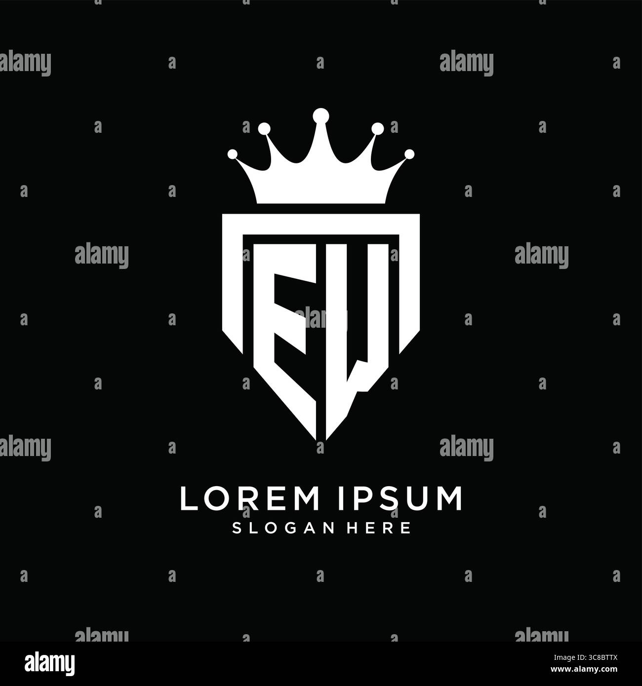 Letter EW logo monogram emblem style with crown shape design template vector graphic vector graphic Stock Vector