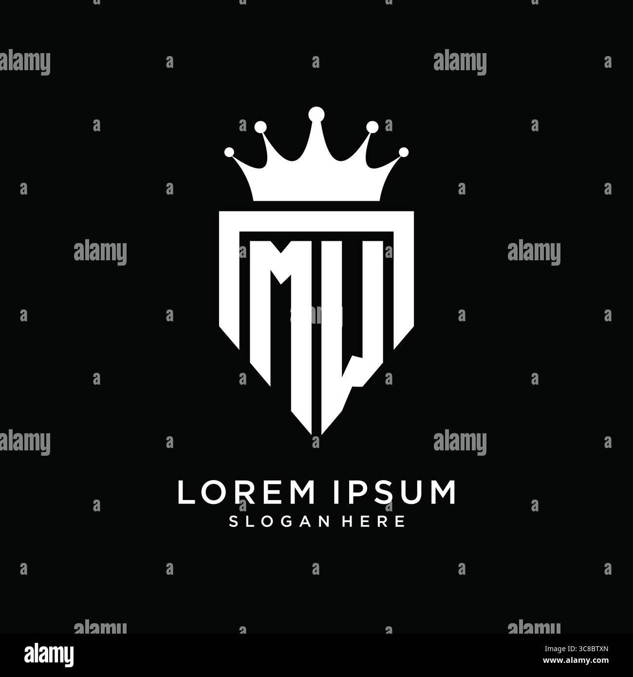 Letter MW logo monogram emblem style with crown shape design template vector graphic vector graphic Stock Vector