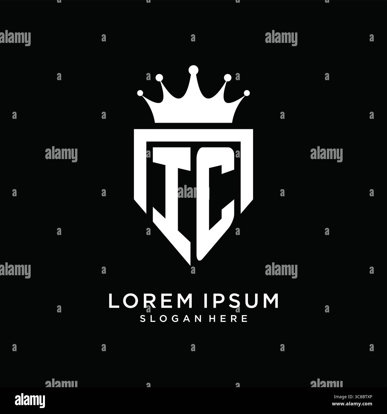 Letter IC logo monogram emblem style with crown shape design template vector graphic vector graphic Stock Vector