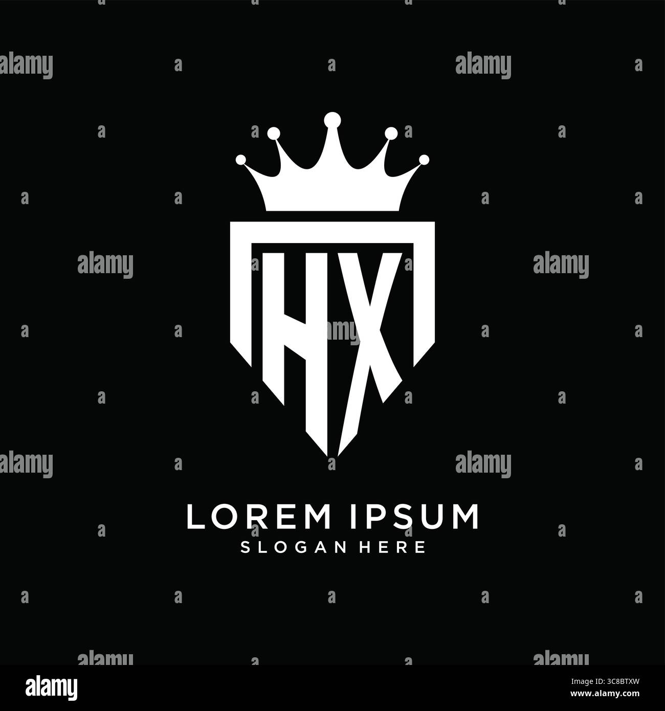 Letter HX logo monogram emblem style with crown shape design template vector graphic vector graphic Stock Vector