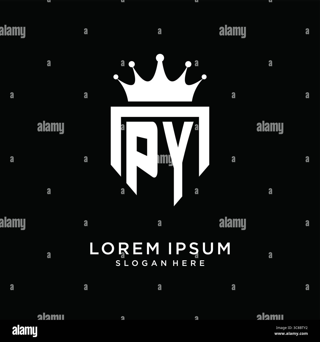 Letter PY logo monogram emblem style with crown shape design template vector graphic vector graphic Stock Vector