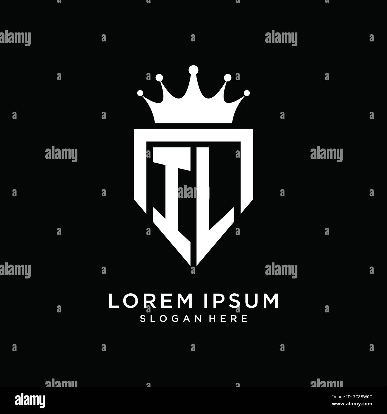 Letter IL logo monogram emblem style with crown shape design template vector graphic vector graphic Stock Vector