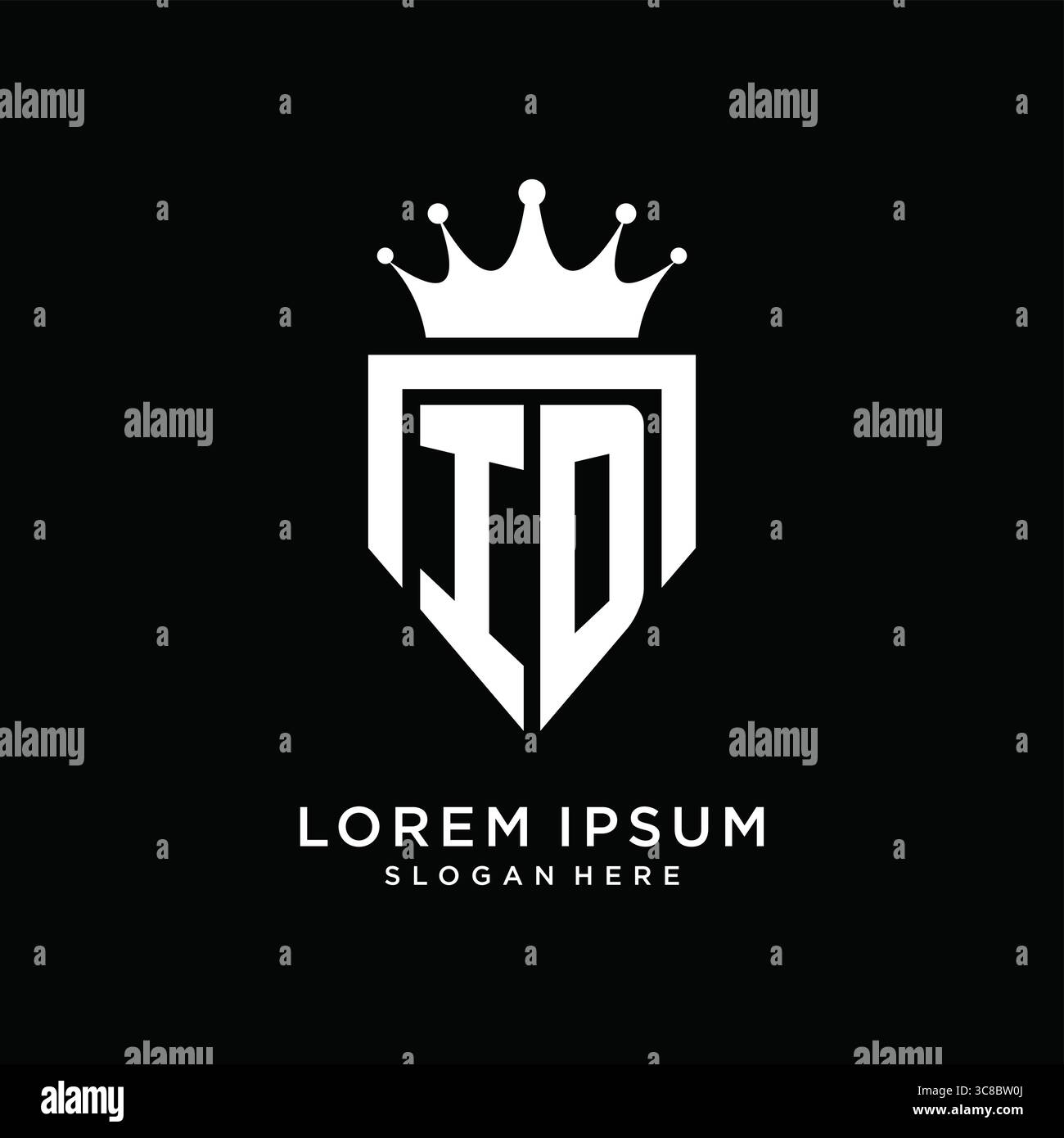 Letter ID logo monogram emblem style with crown shape design template vector graphic vector graphic Stock Vector