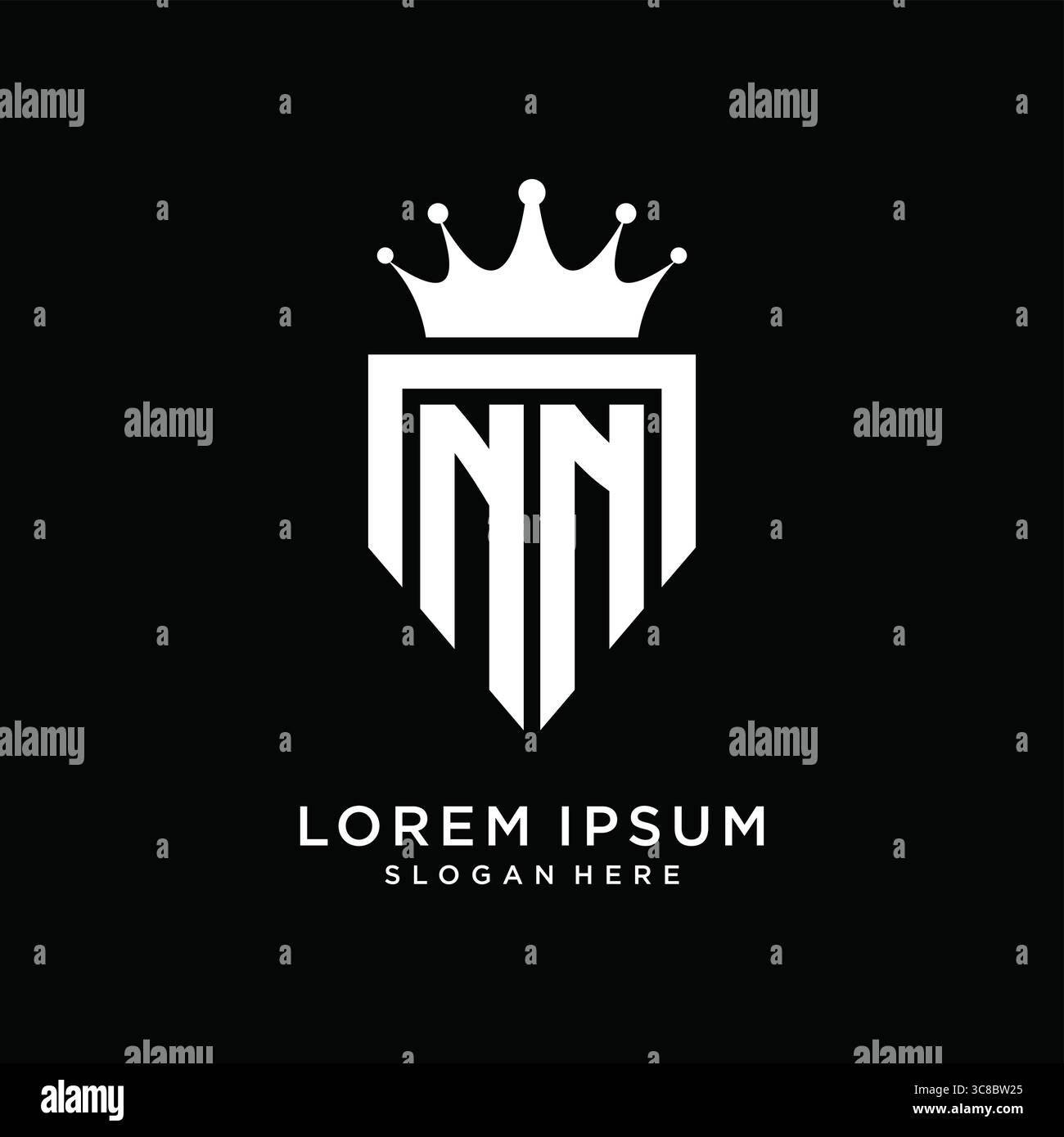 Letter NN logo monogram emblem style with crown shape design template vector graphic vector graphic Stock Vector