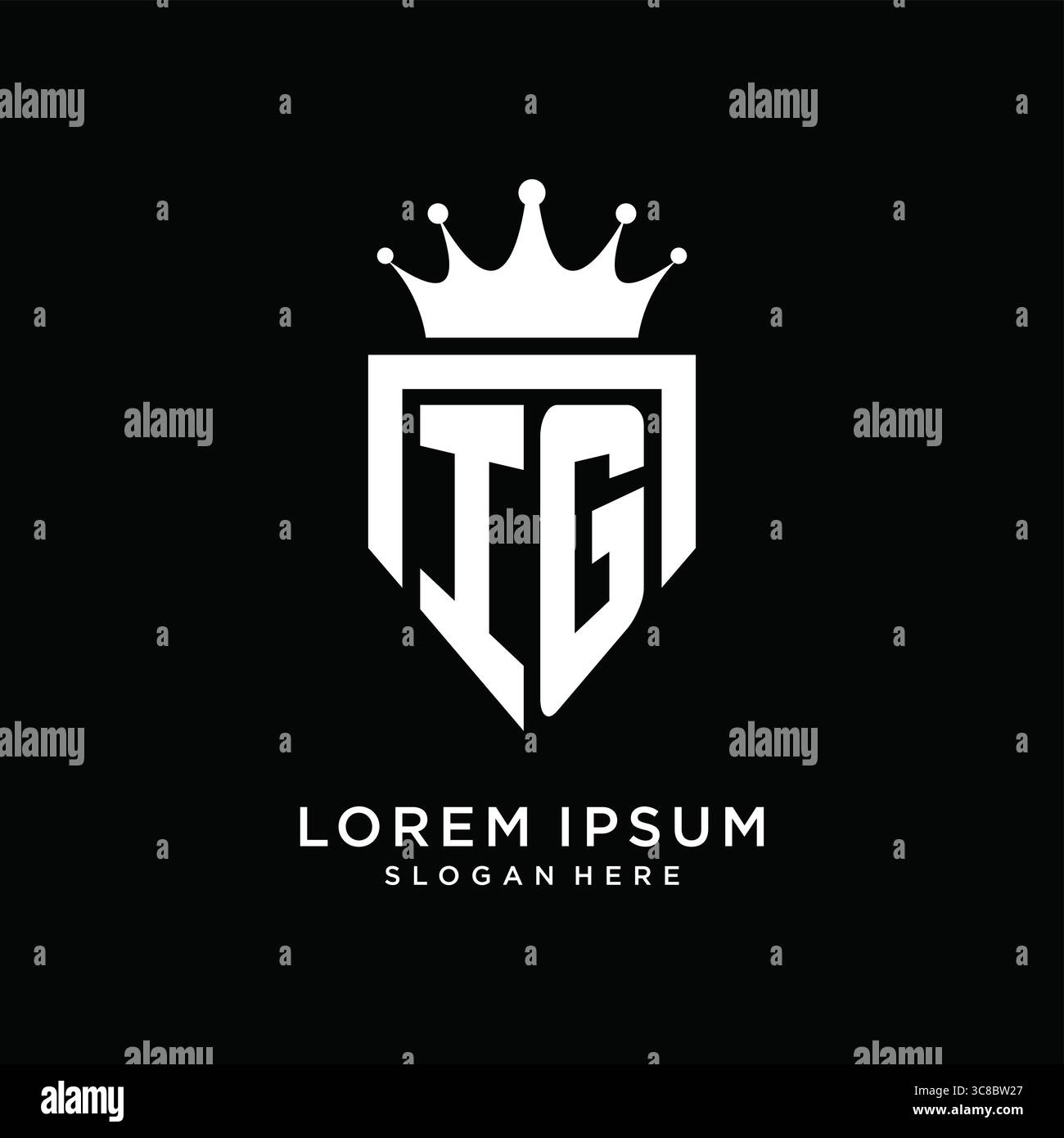 Letter IG logo monogram emblem style with crown shape design template vector graphic vector graphic Stock Vector
