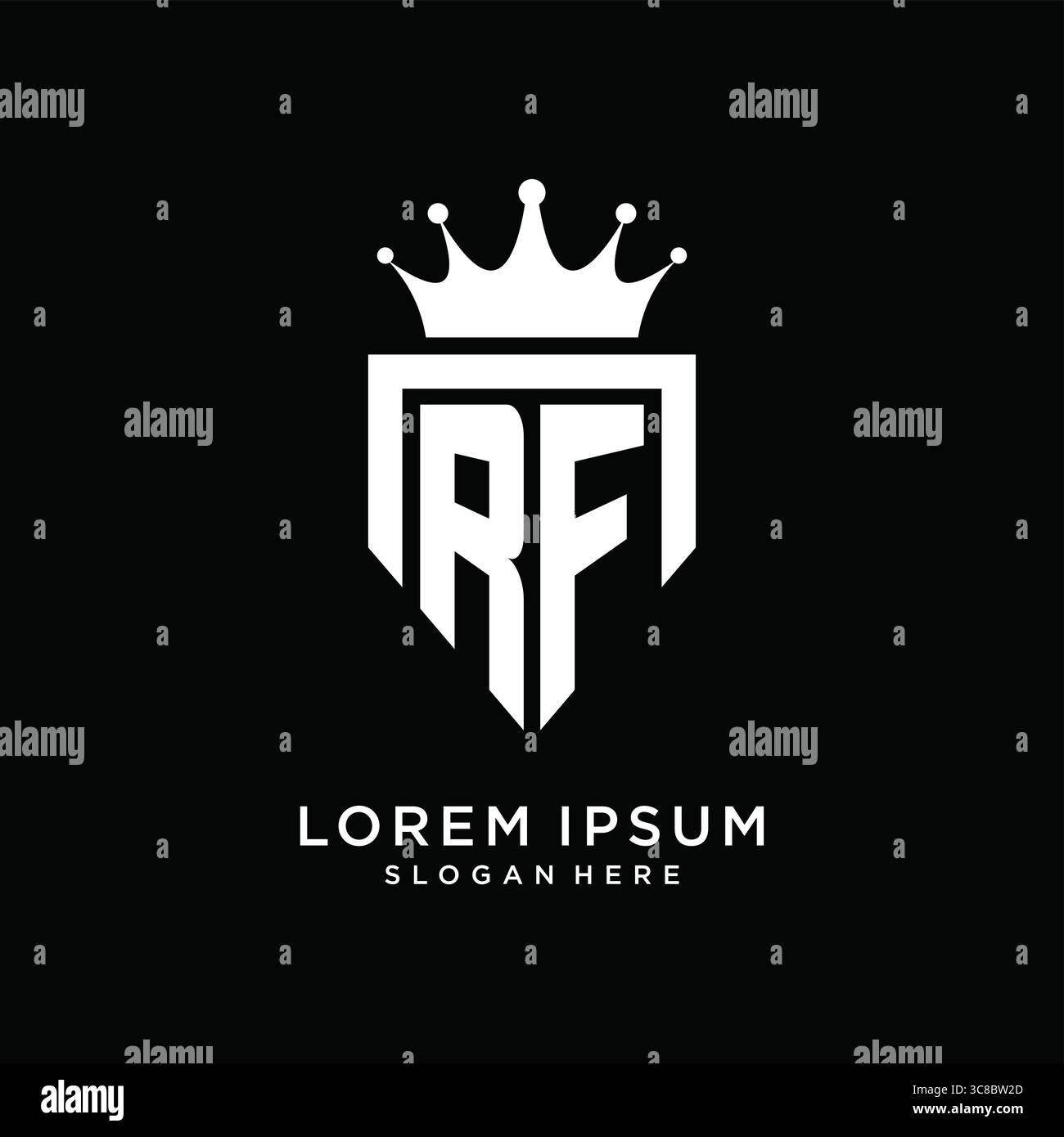 Letter RF logo monogram emblem style with crown shape design template vector graphic vector graphic Stock Vector