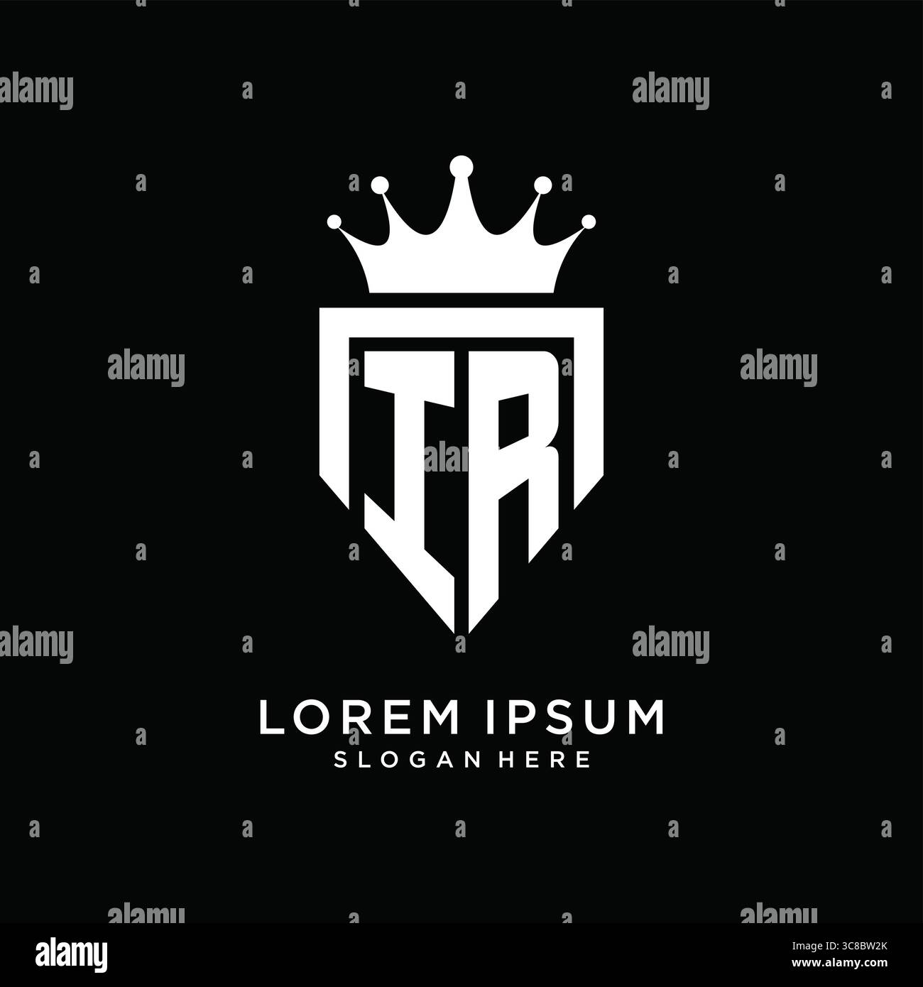 Letter IR logo monogram emblem style with crown shape design template vector graphic vector graphic Stock Vector