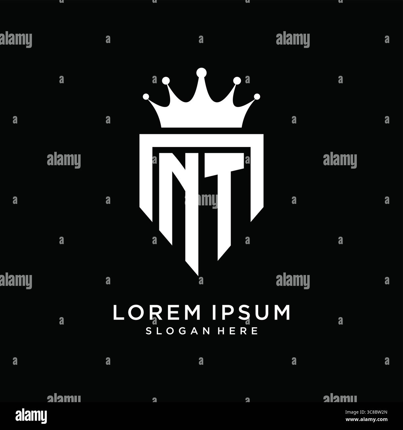 Letter NT logo monogram emblem style with crown shape design template vector graphic vector graphic Stock Vector