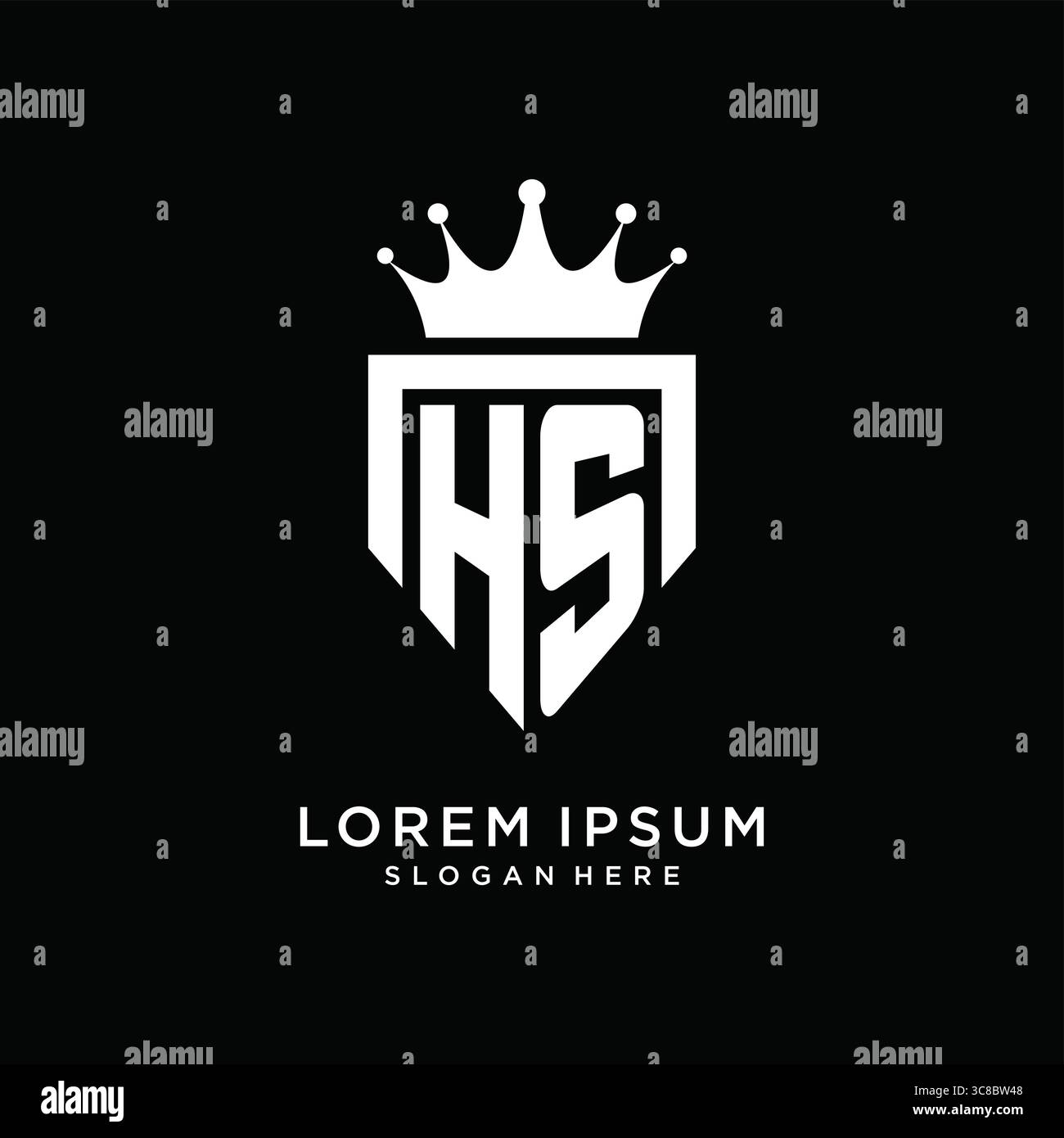 Letter HS logo monogram emblem style with crown shape design template vector graphic vector graphic Stock Vector