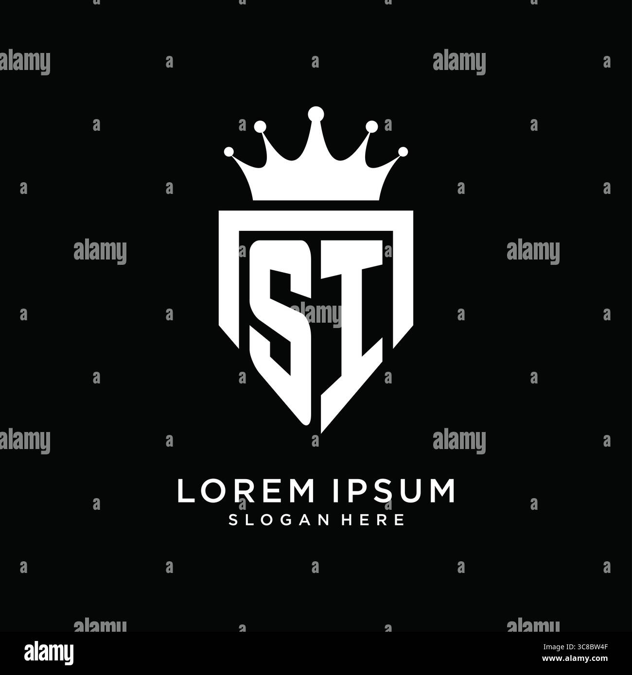 Letter SI logo monogram emblem style with crown shape design template vector graphic vector graphic Stock Vector
