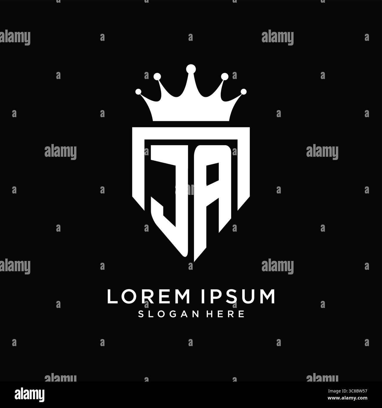 Letter JA logo monogram emblem style with crown shape design template vector graphic vector graphic Stock Vector