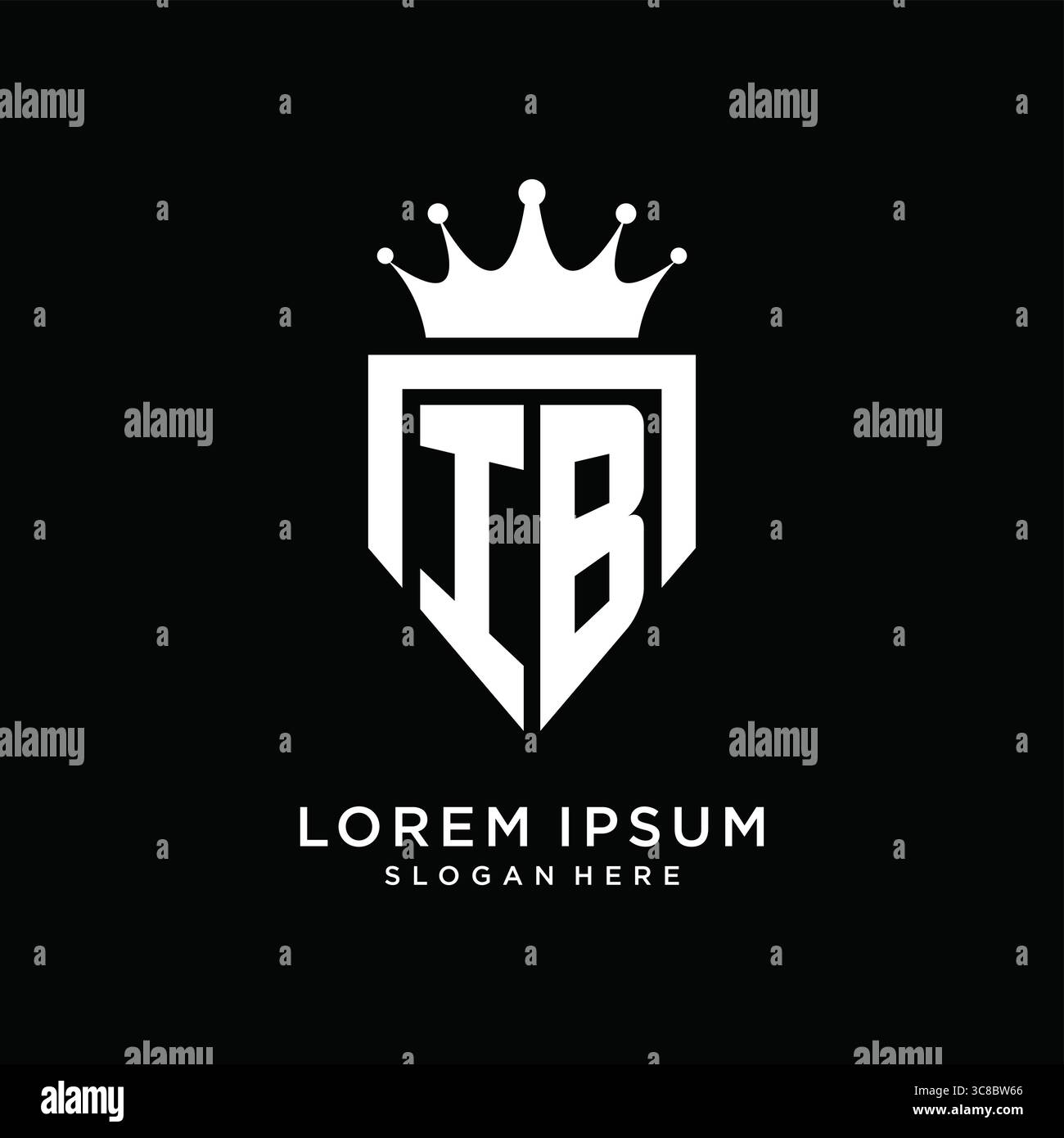 Letter IB logo monogram emblem style with crown shape design template vector graphic vector graphic Stock Vector