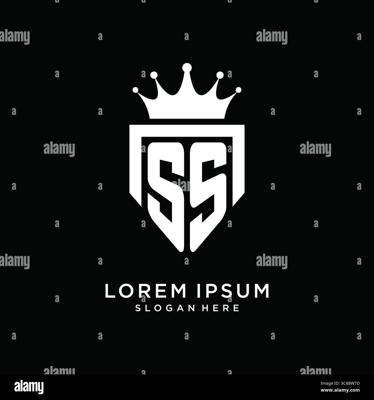 Letter SS logo monogram emblem style with crown shape design template vector graphic vector graphic Stock Vector