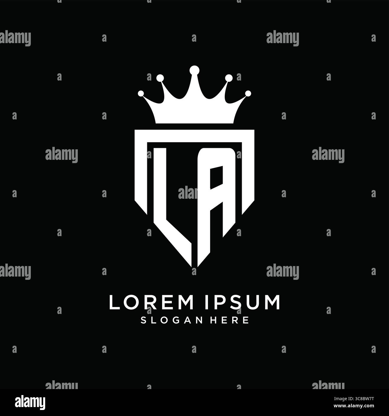 Letter LA logo monogram emblem style with crown shape design template vector graphic vector graphic Stock Vector