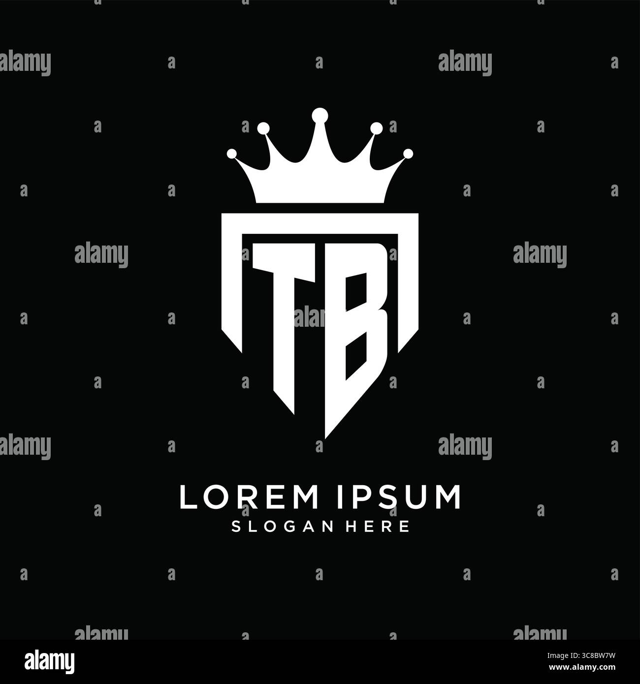 Letter TB logo monogram emblem style with crown shape design template vector graphic vector graphic Stock Vector