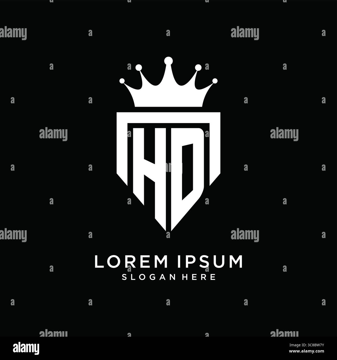 Letter HD logo monogram emblem style with crown shape design template vector graphic vector graphic Stock Vector