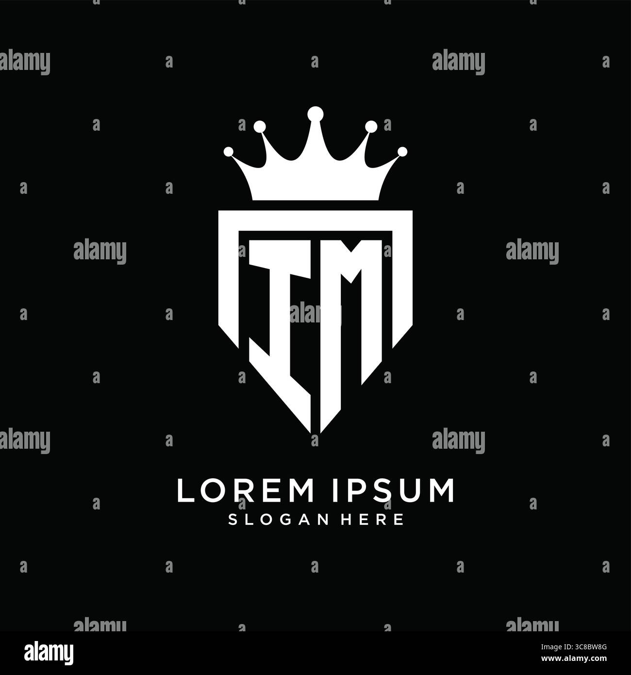 Letter IM logo monogram emblem style with crown shape design template vector graphic vector graphic Stock Vector