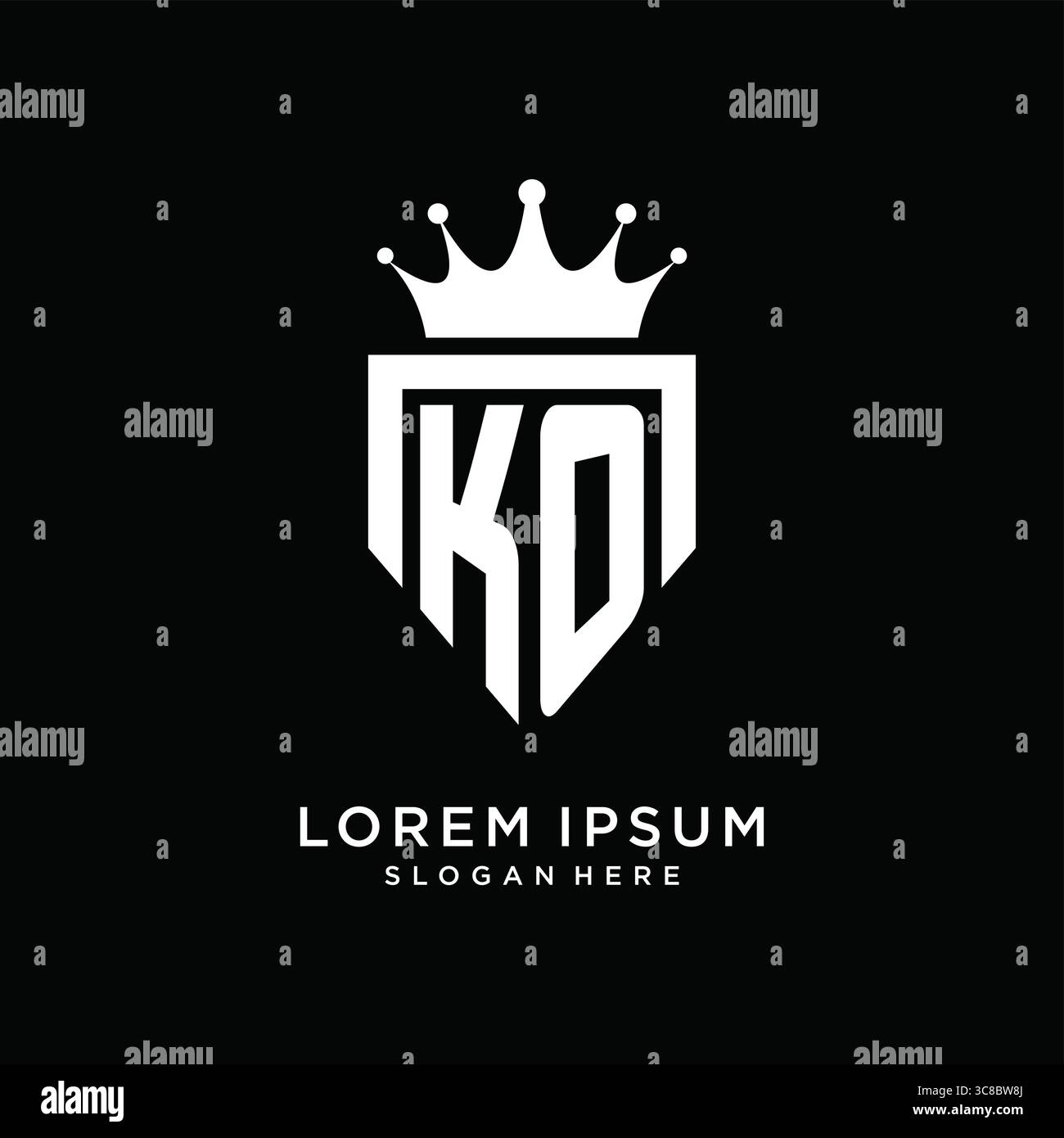 Letter KO logo monogram emblem style with crown shape design template vector graphic vector graphic Stock Vector